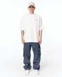 Men's Oversized Martin Valen Screen Printed White Heavy T-Shirt with wide sleeves and drop shoulder fit