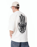 Men's Oversized Martin Valen Screen Printed White Heavy T-Shirt styled for modern streetwear outfits
