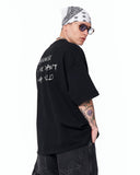 Because Text Print Oversized Black T-Shirt with white graphic typography