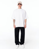 Because Text Print Oversized White T-Shirt for casual denim styling