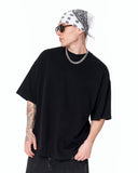 Follow The Stream Oversized Black T-Shirt styled with bandana and denim