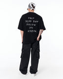Follow The Stream Oversized Black T-Shirt with soft black fabric and white print