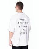 Follow The Stream Oversized White T-Shirt for modern streetwear outfits