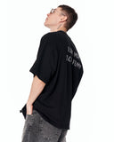 Look Mom Text Print Oversized Black T-Shirt with white graphic typography