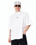 Look Mom Text Print Oversized White T-Shirt with soft white fabric and black print