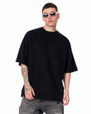 Loved Me Heart Graphic Oversized Black T-Shirt with monochrome heart artwork
