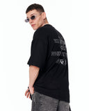 Loved Me Heart Graphic Oversized Black T-Shirt with statement lettering