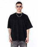 Loved Me Text Print Oversized Black T-Shirt styled with grey washed denim