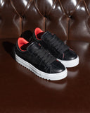 Men’s Low Top Sneakers Shoes Black-White