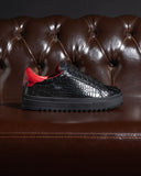 Men’s Low Top Sneakers Shoes Black-Red