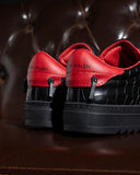 Men’s Low Top Sneakers Shoes Black-Red