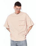 Utility Pocket Oversized Beige T-Shirt with clean plain design