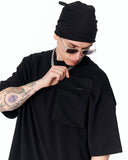Utility Pocket Oversized Black T-Shirt with oversized streetwear cut