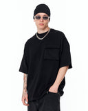 Utility Pocket Oversized Black T-Shirt with clean plain design