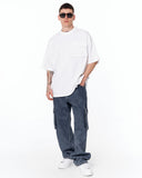 Utility Pocket Oversized White T-Shirt with white pocket panel detail