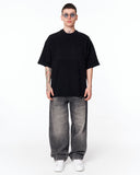 Martin Valen Men’s Oversized Embossed Basic Black T-shirt with a premium oversized silhouette and soft structure