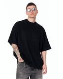 Martin Valen Men’s Oversized Embossed Basic Black T-shirt featuring a clean plain black base and subtle branding