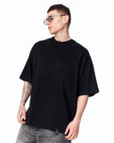 Martin Valen Men’s Oversized Embossed Basic Black T-shirt in a full-body studio product image
