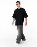 Martin Valen Men’s Oversized Embossed Basic Black T-shirt designed for relaxed everyday styling
