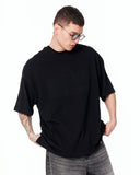 Martin Valen Men’s Oversized Embossed Basic Black T-shirt with wide sleeves and drop shoulder construction