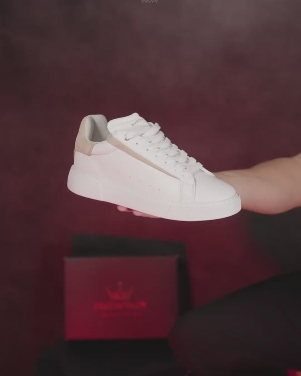 Axino Men's Casual White Sneakers With Gray Details
