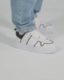Bulky White Sneakers With Black Line and Tongue