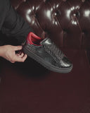 Men’s Low Top Sneakers Shoes Black-Red