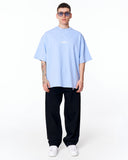 "Slogan" Men’s Oversized Printed Designer T-shirt in Blue designed for relaxed everyday styling