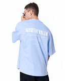 "Slogan" Men’s Oversized Printed Designer T-shirt in Blue with a minimal front design and oversized shape