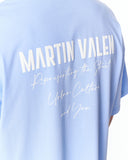 "Slogan" Men’s Oversized Printed Designer T-shirt in Blue styled for modern casual streetwear looks