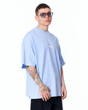"Slogan" Men’s Oversized Printed Designer T-shirt in Blue with wide sleeves and drop shoulder design