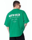 "Slogan" Men’s Oversized Printed Designer T-shirt in Green with a minimal front design and oversized shape