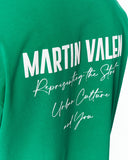 "Slogan" Men’s Oversized Printed Designer T-shirt in Green styled for modern casual streetwear looks