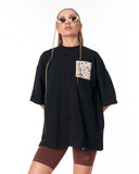 3D Embroidery Applique Lace Black T-shirt with detailed lace embroidery