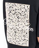 3D Embroidery Applique Lace Black T-shirt for women’s streetwear outfits