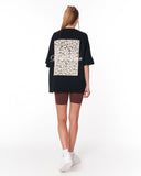 3D Embroidery Applique Lace Black T-shirt with textured applique design