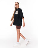3D Embroidery Applique Lace Black T-shirt with decorative lace chest panel
