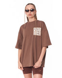 3D Embroidery Applique Lace Brown T-shirt with relaxed oversized cut
