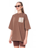 3D Embroidery Applique Lace Brown T-shirt with oversized streetwear fit