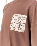 3D Embroidery Applique Lace Brown T-shirt with beige lace applique detail