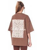 3D Embroidery Applique Lace Brown T-shirt styled with brown biker shorts