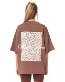 3D Embroidery Applique Lace Brown T-shirt for women’s streetwear outfits