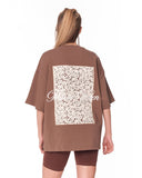 3D Embroidery Applique Lace Brown T-shirt with detailed lace embroidery