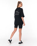 Because Text Print Black Oversized T-Shirt with back slogan detail