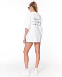Because Text Print White Oversized T-Shirt with back slogan detail