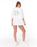 Because Text Print White Oversized T-Shirt with oversized everyday silhouette