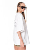 Because Text Print White Oversized T-Shirt with drop shoulder design