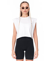 Crown 3D Printed Sleeveless White Crop-Top T-Shirt