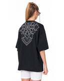 Embroidery Mandala Oversized Black T-shirt with embroidered back detail