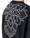 Embroidery Mandala Oversized Black T-shirt in black cotton fabric